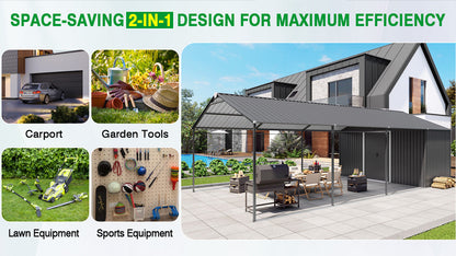 12x25 ft galvanized steel carport with shelter and shed by HouseOfZazla on Tampa Home & Garden Store