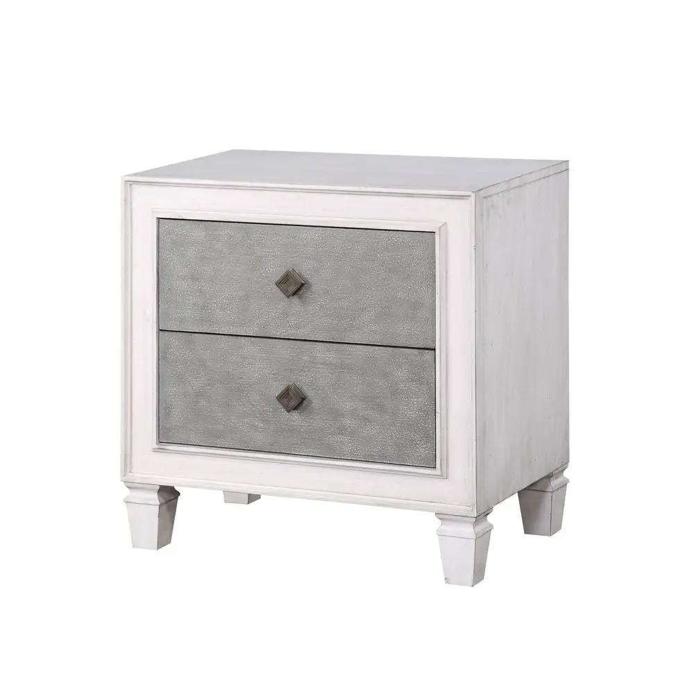Katia Weathered Night Stand 2-drawer accent with square knobs by Unique Piece Furniture on Tampa Home & Garden Store