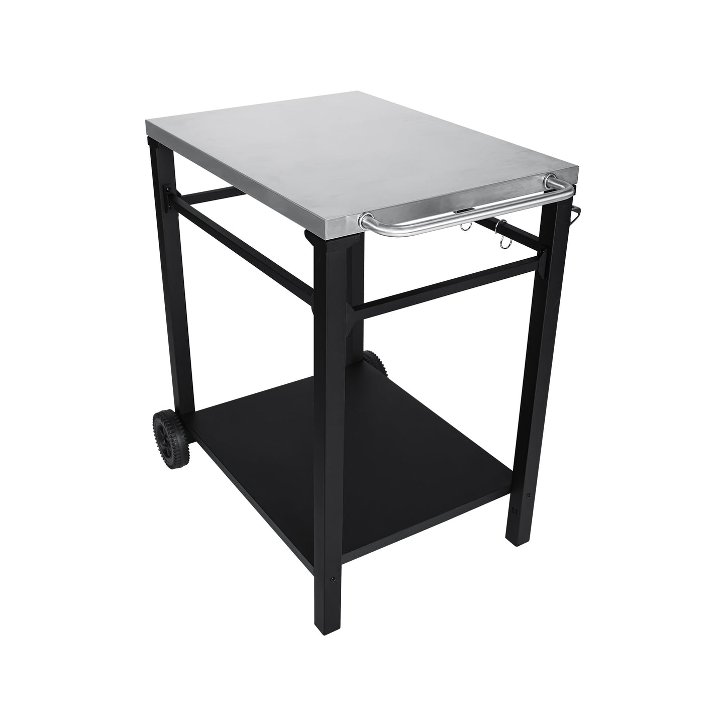 2-Tier Outdoor Grill Cart by HouseOfZazla with stainless steel top and black metal frame on Tampa Home & Garden Store
