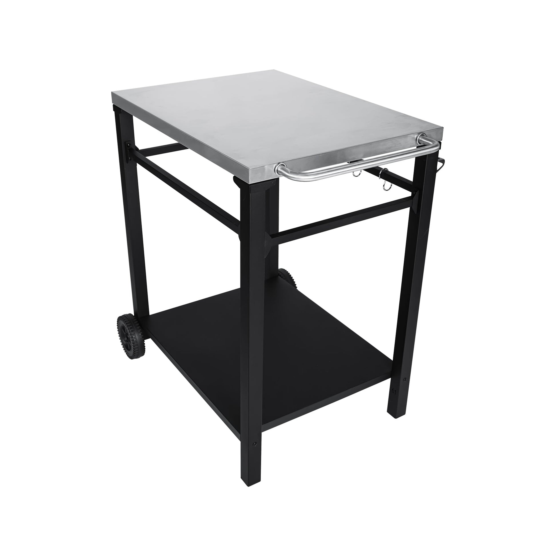 2-Tier Outdoor Grill Cart by HouseOfZazla with stainless steel top and black metal frame on Tampa Home & Garden Store