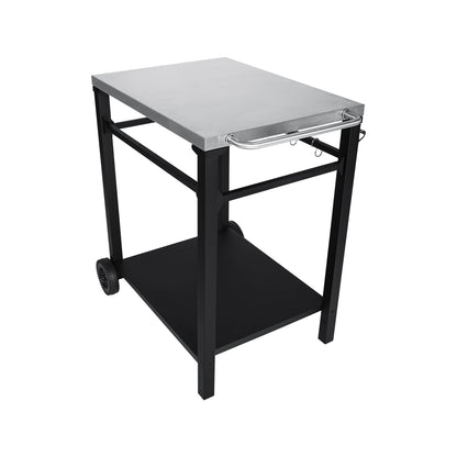 2-Tier Outdoor Grill Cart by HouseOfZazla with stainless steel top and black metal frame on Tampa Home & Garden Store