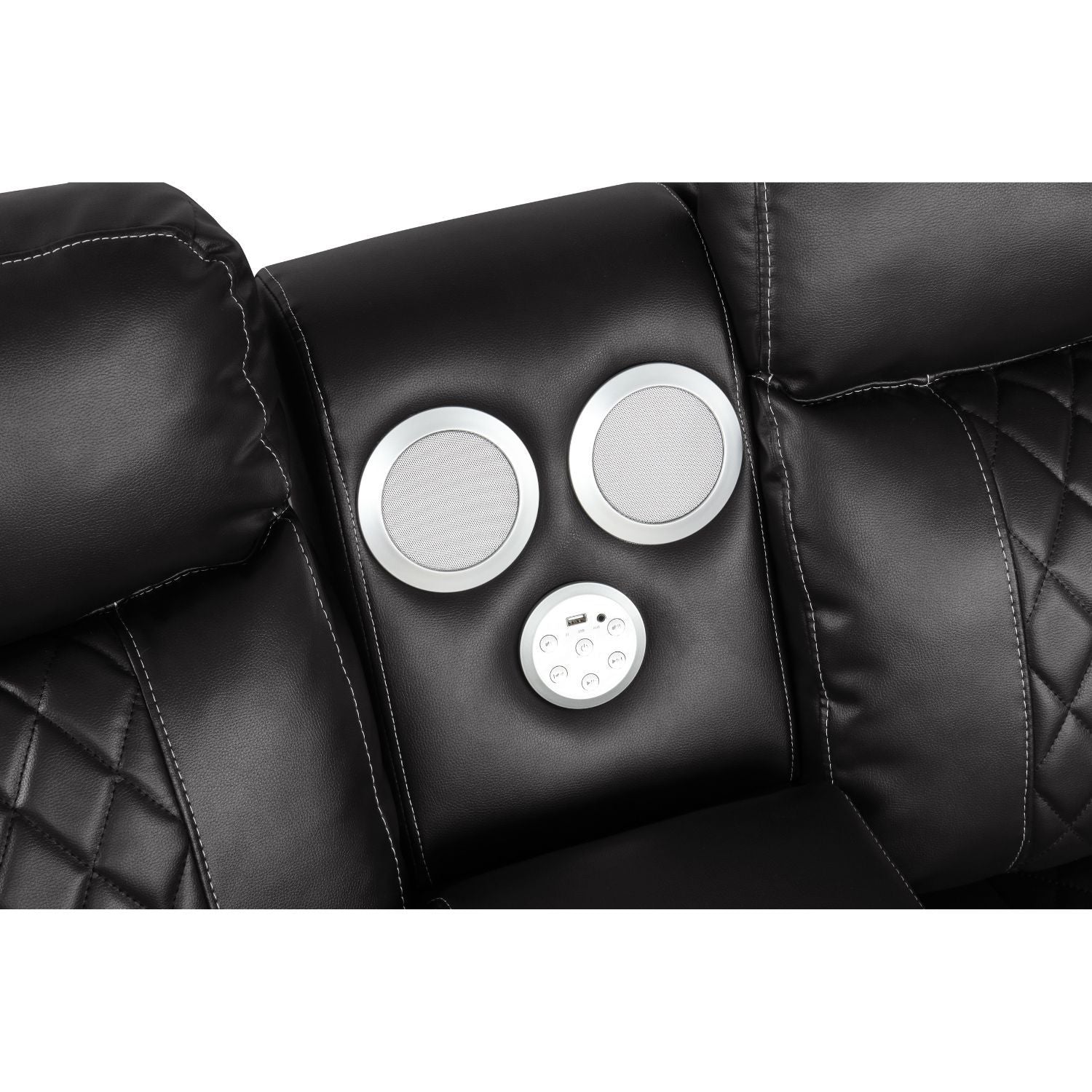 Lacrosse Power Reclining Sectional Sofa in black leather with speakers by HouseOfZazla on Tampa Home & Garden Store