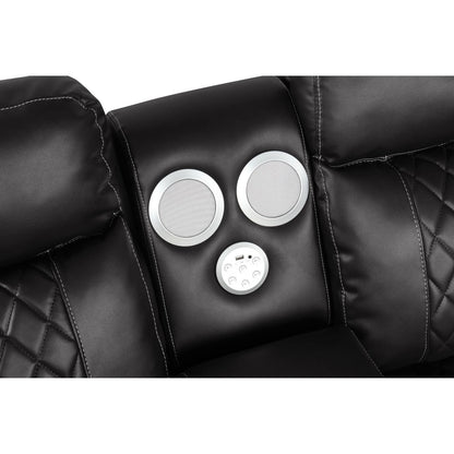Lacrosse Power Reclining Sectional Sofa in black leather with speakers by HouseOfZazla on Tampa Home & Garden Store