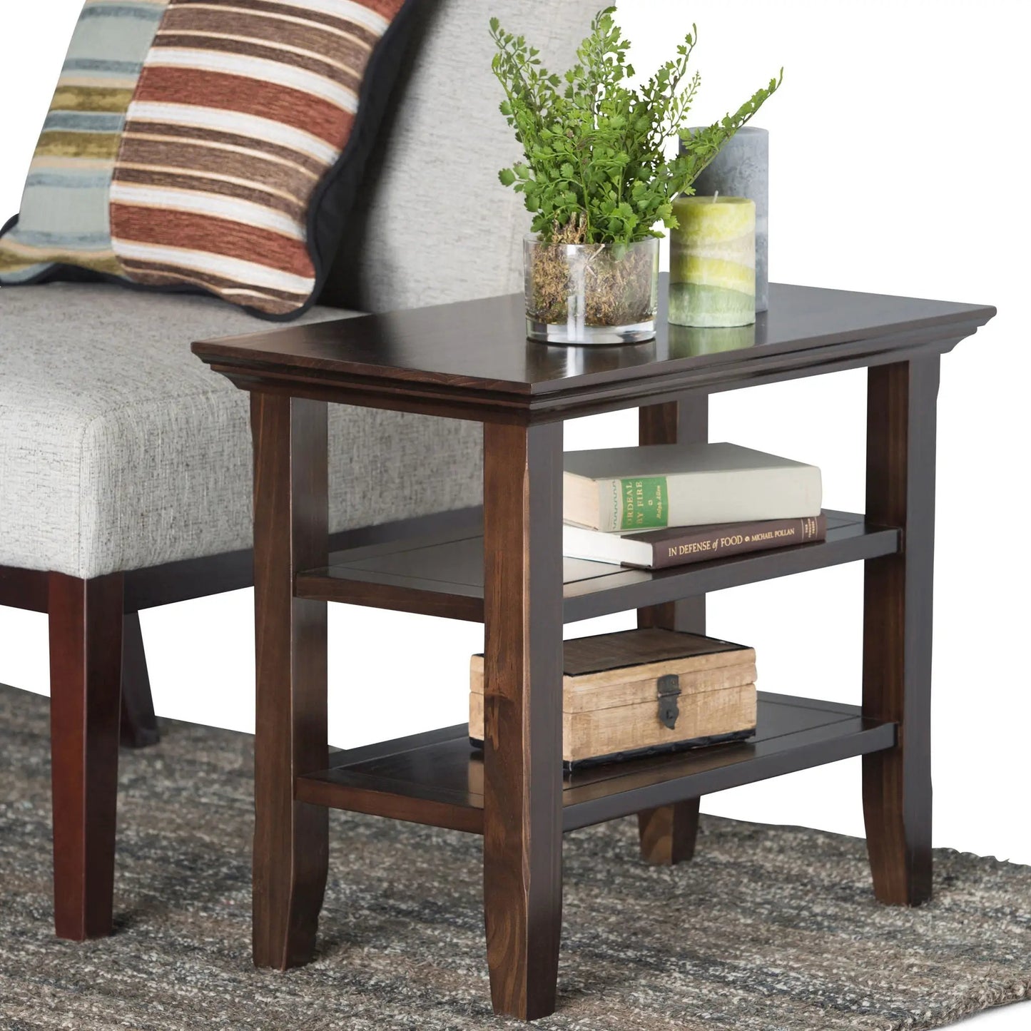 Acadian Narrow Side Table Handcrafted Solid Wood