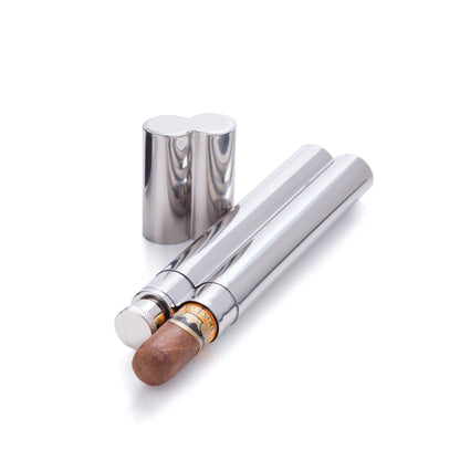 Stainless Steel Cigar Holder and Flask Case