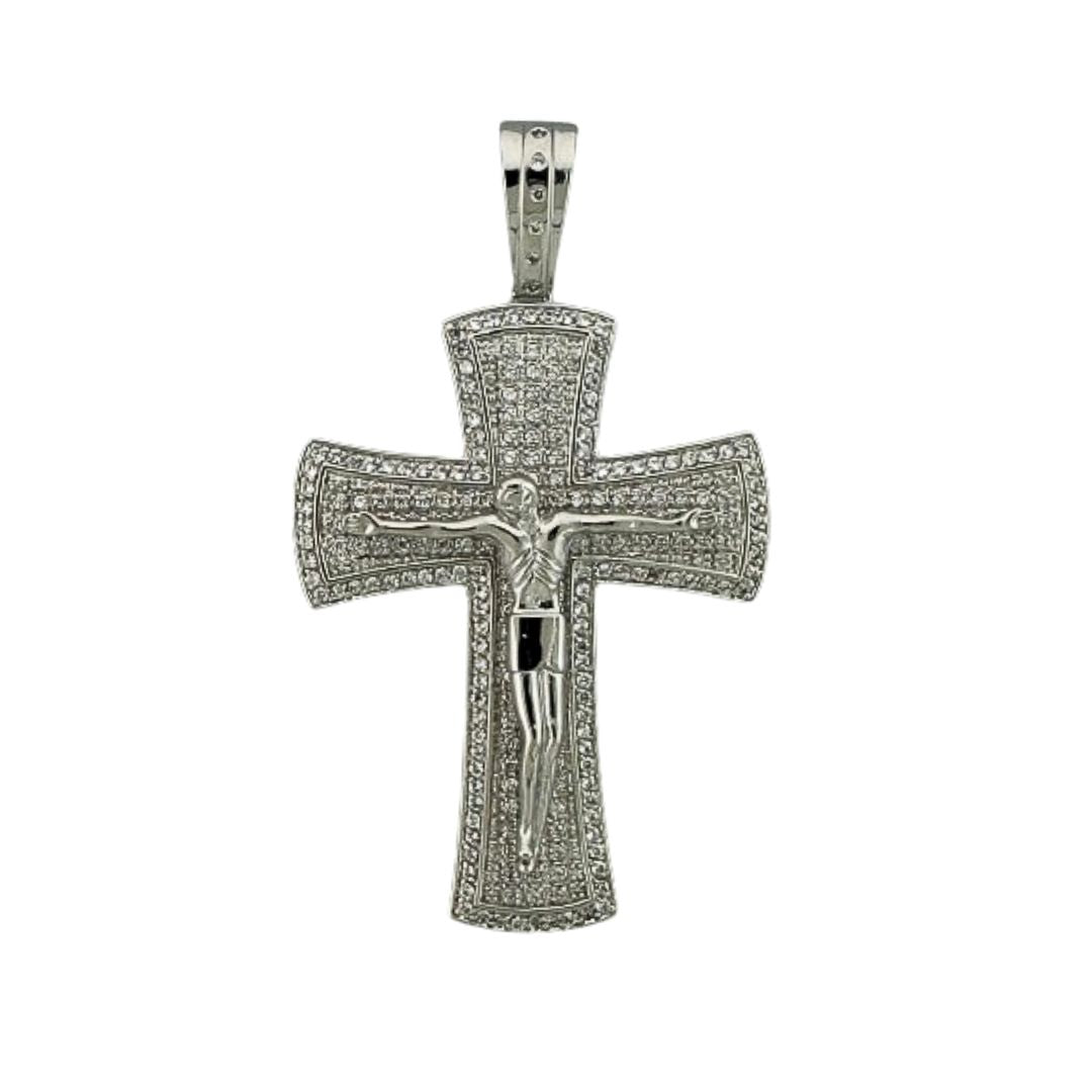 Pendants Charm cross pendant with pavé crystals and crucifix Jesus silver by Lauren G Adams on Tampa Home & Garden Store