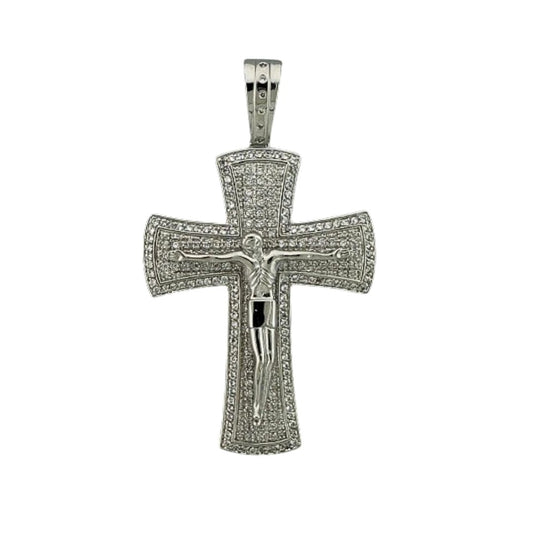 Pendants Charm cross pendant with pavé crystals and crucifix Jesus silver by Lauren G Adams on Tampa Home & Garden Store