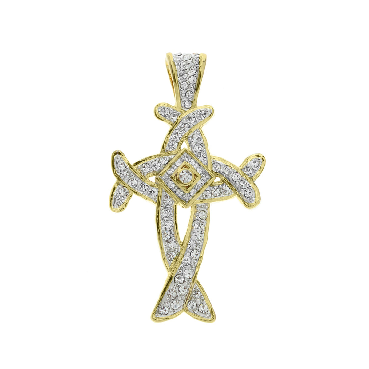 Pendant charm gold-tone with pavé crystals in a decorative cross motif by Lauren G Adams on Tampa Home & Garden Store