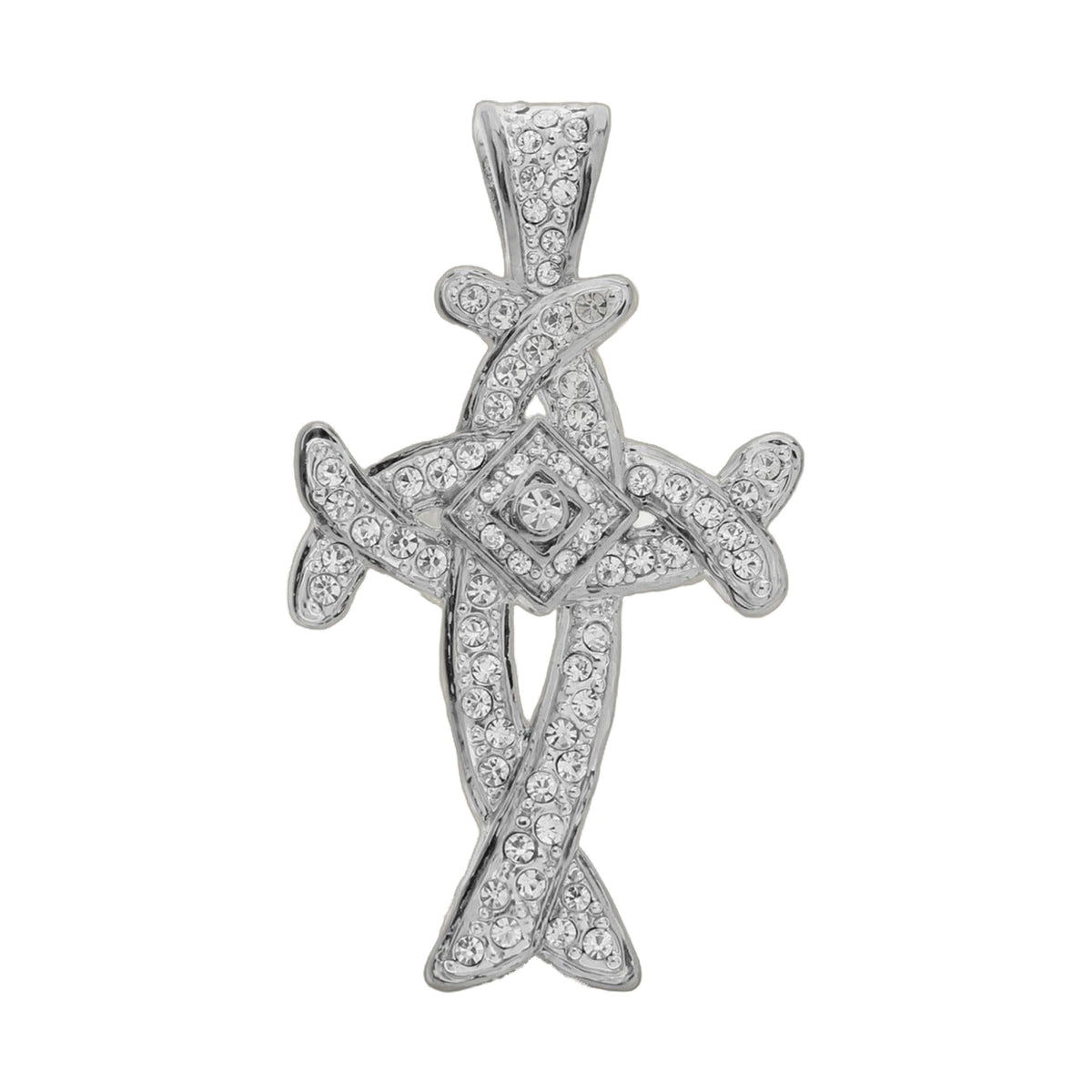Pendants Charm silver cross pendant encrusted with clear crystals by Lauren G Adams on Tampa Home & Garden Store