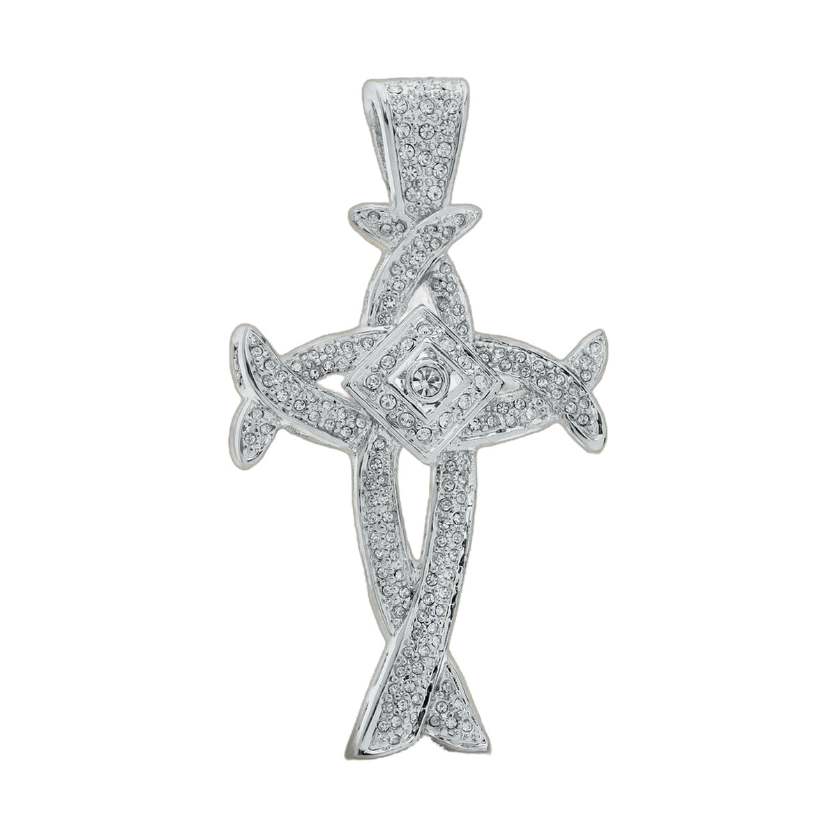 Pendants Charm by Lauren G Adams silver-tone cross pendant encrusted with pave crystals on Tampa Home & Garden Store