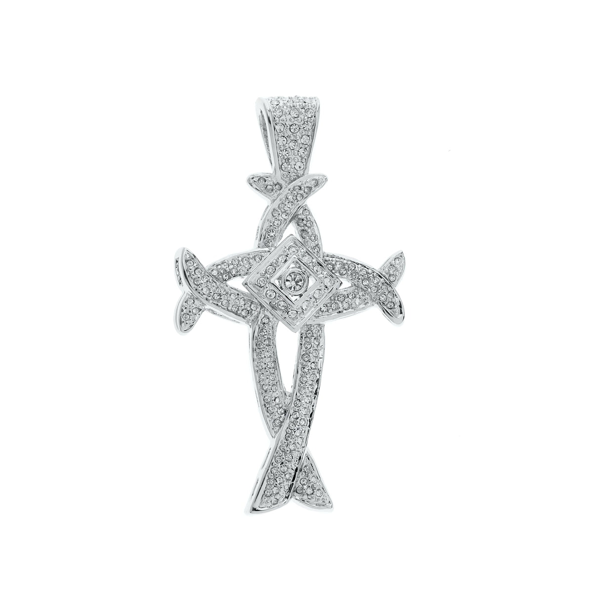 Pendants Charm Lauren G Adams silver-tone pendant with crystal pave cross motif on Tampa Home & Garden Store