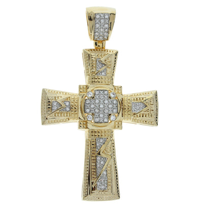 Pendants Charm gold-tone cross pendant with pavé diamond grid accents on Tampa Home & Garden Store