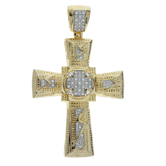 Pendants Charm gold-tone cross pendant with pavé diamond grid accents on Tampa Home & Garden Store