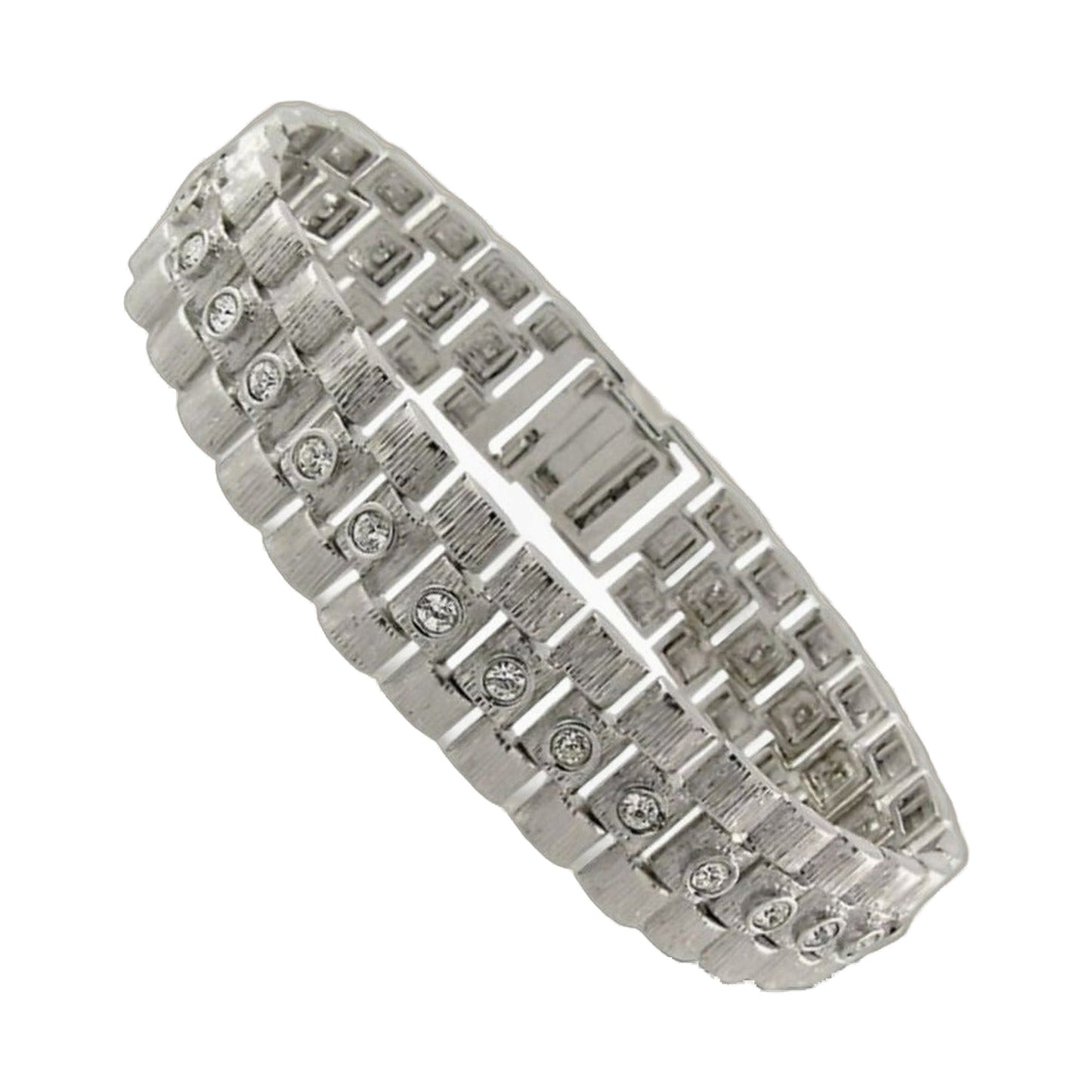 Chain Link Bracelet by Lauren G Adams with square-link panels and pavé stones on Tampa Home & Garden Store