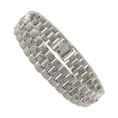 Chain Link Bracelet by Lauren G Adams with square-link panels and pavé stones on Tampa Home & Garden Store