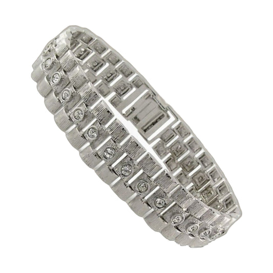 Chain Link Bracelet by Lauren G Adams with square-link panels and pavé stones on Tampa Home & Garden Store