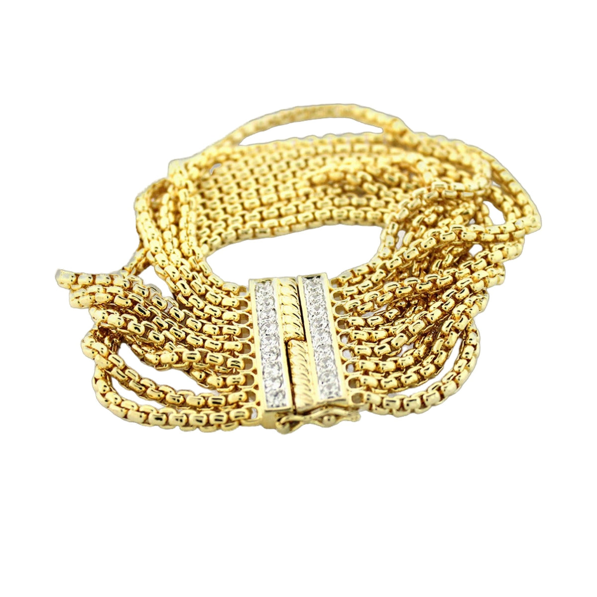 Gold-tone chain mesh bracelet by Lauren G Adams with crystal bar centerpiece on Tampa Home & Garden Store