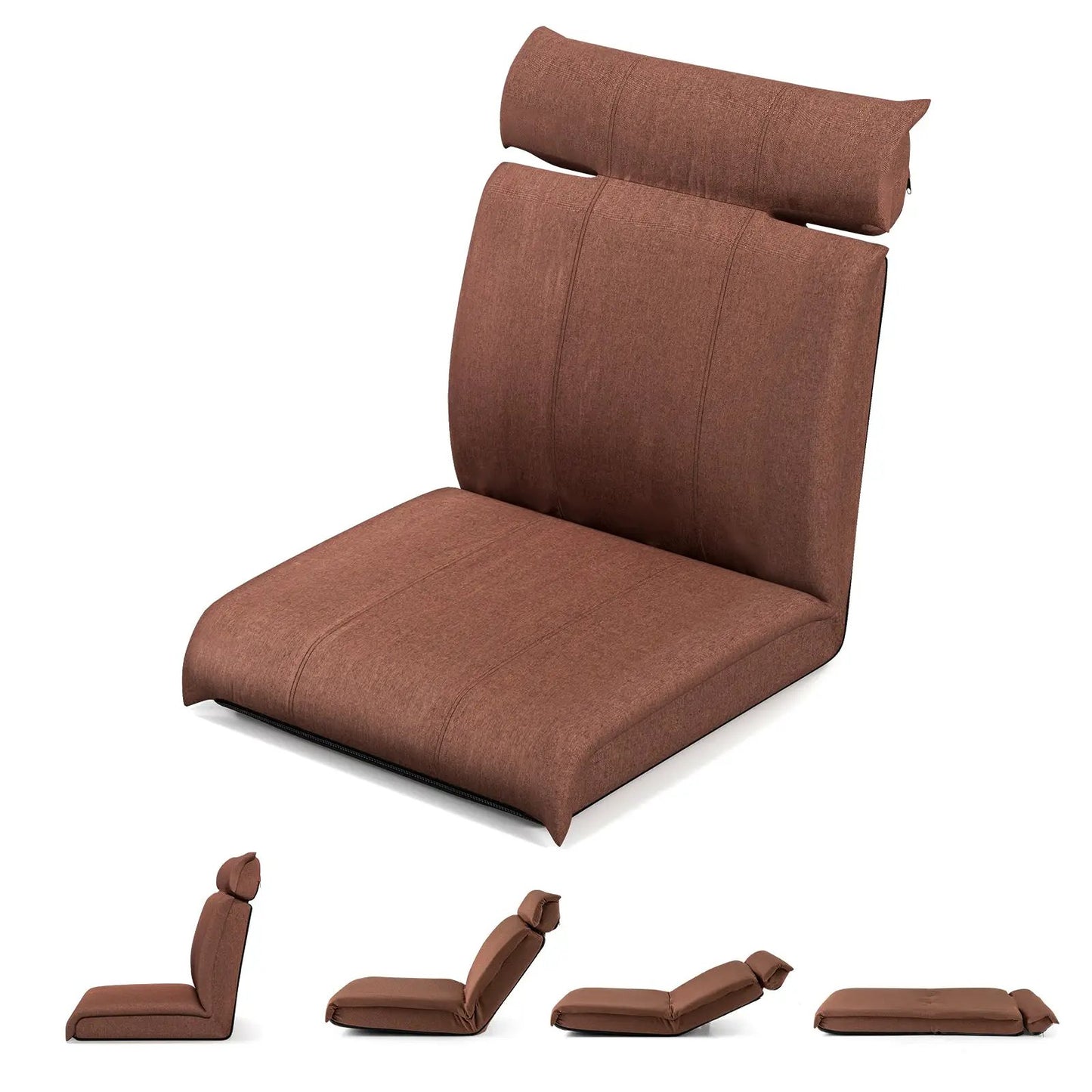 Folding Floor Chair with 14 Position Backrest