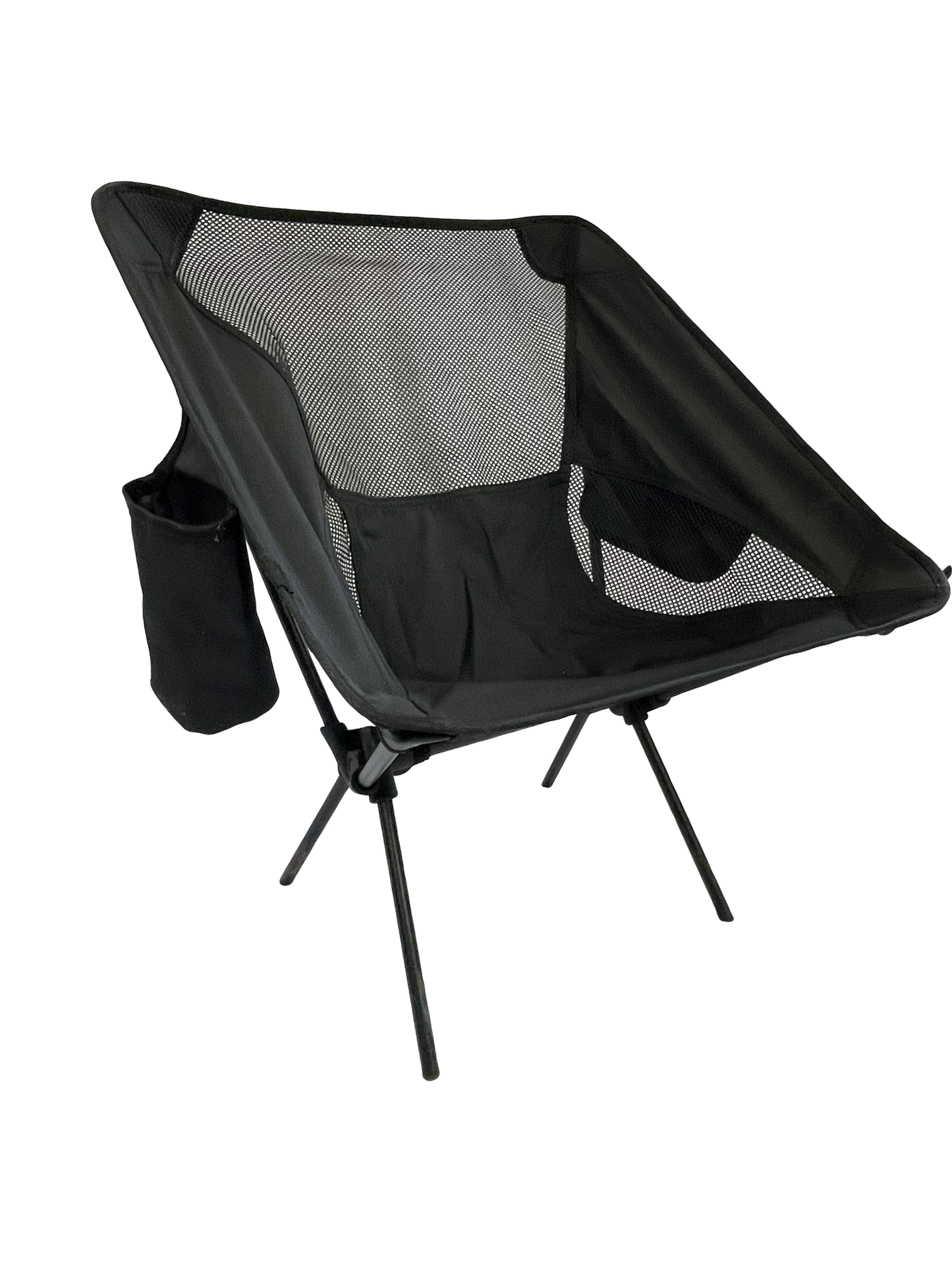 Foldable camp chair with cup holder black mesh back by River Country Gear on Tampa Home & Garden Store