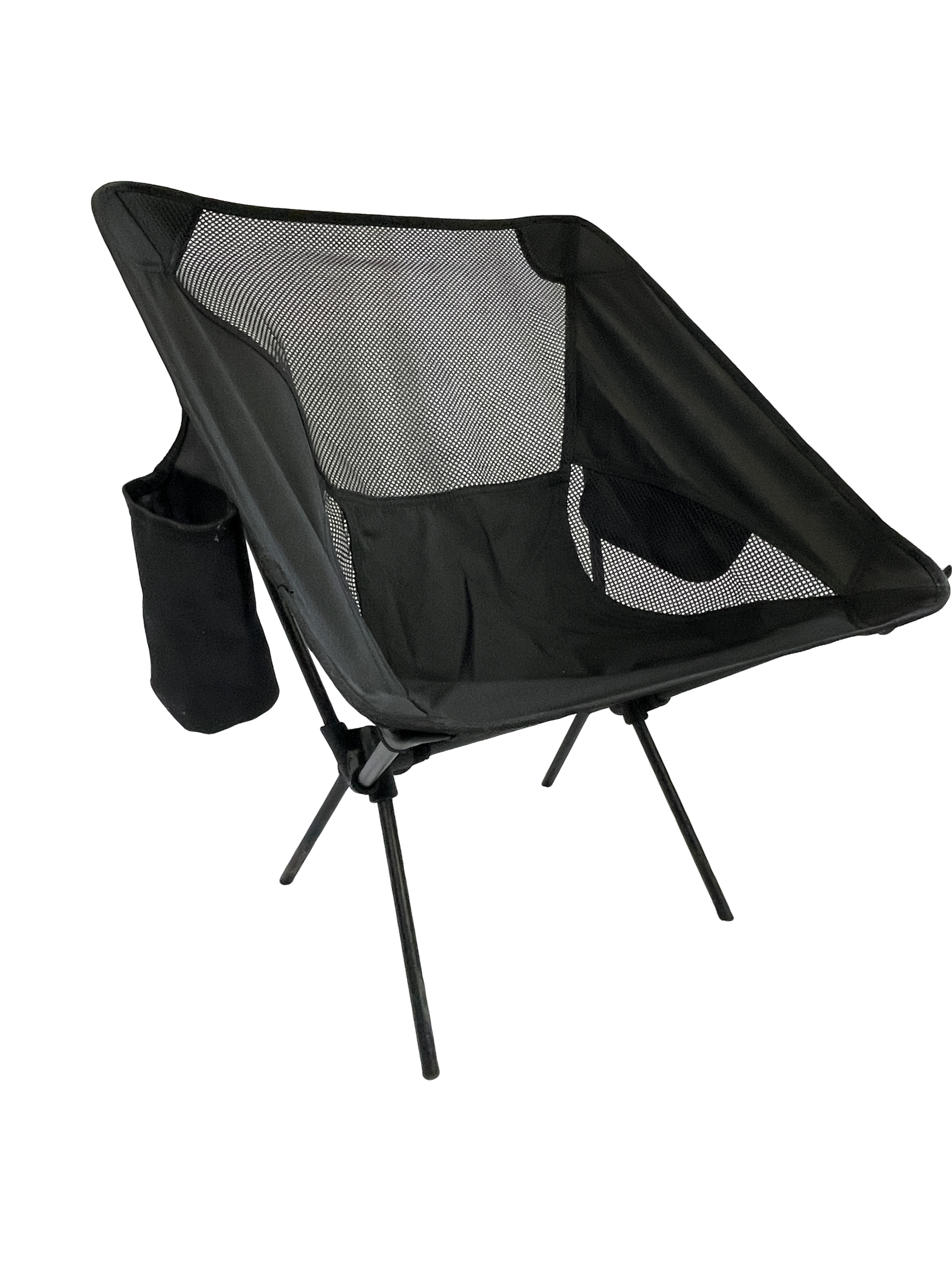 Foldable camp chair with cup holder black mesh back by River Country Gear on Tampa Home & Garden Store