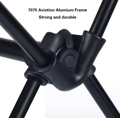 Foldable camp chair frame joint in black aluminum 7075 aviation frame on Tampa Home & Garden Store