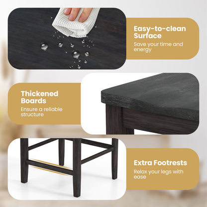 Juego de 2 sillas de comedor con reposapiés y estructura de madera maciza - Gris