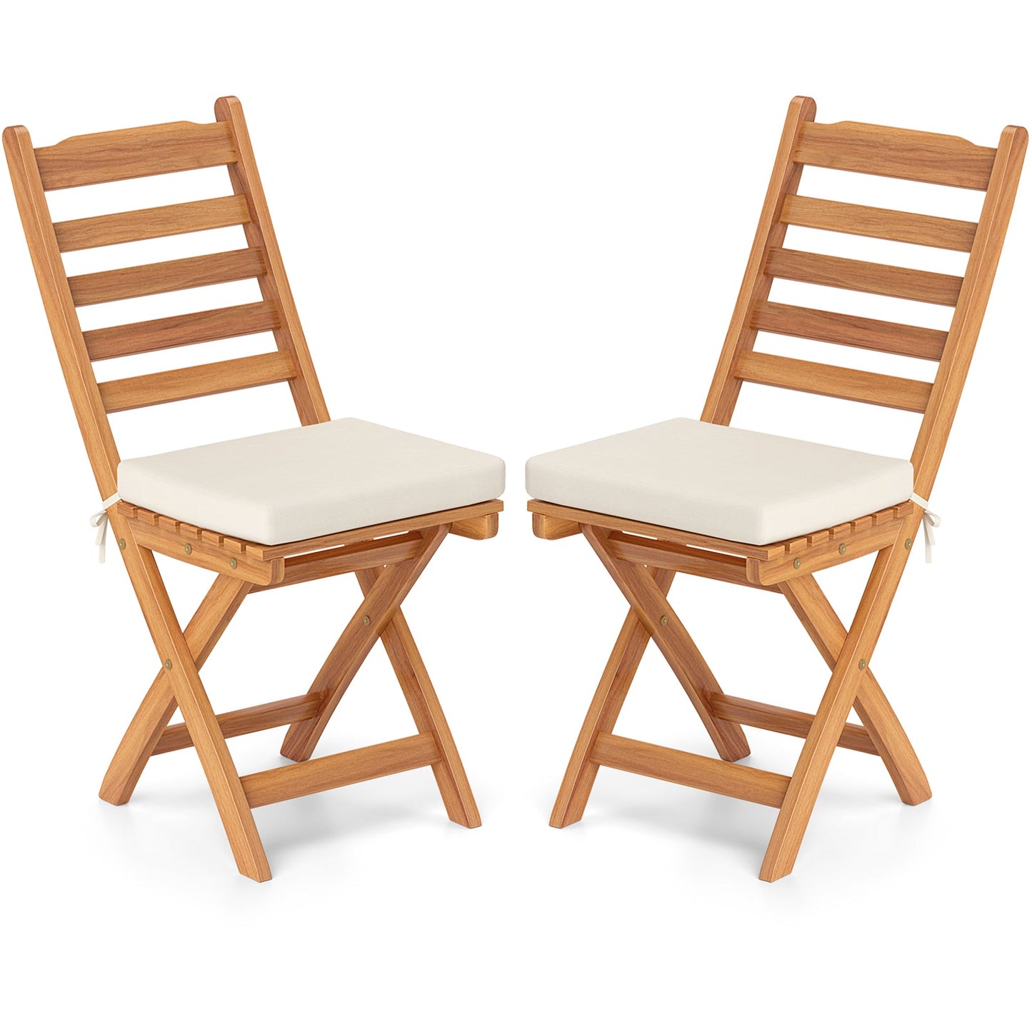Juego de 2 sillas plegables de patio con cojín suave-A