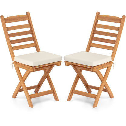 Juego de 2 sillas plegables de patio con cojín suave-A