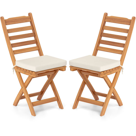 Patio Folding Chairs Set of 2 with Soft Seat Cushion-A - Tampa Home & Garden Store