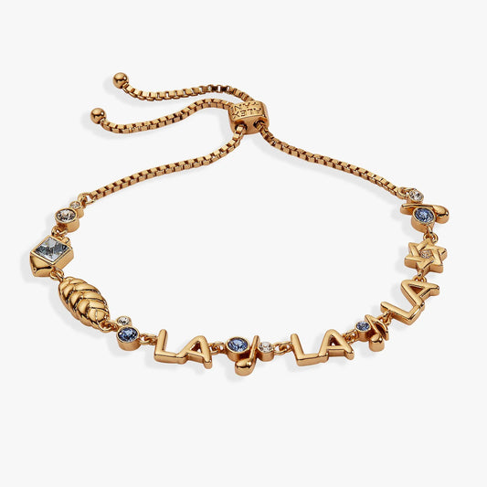 Challah-la-la-la bolo bracelet by Alex and Ani featuring crystal-set charms on gold-tone chain on Tampa Home & Garden Store