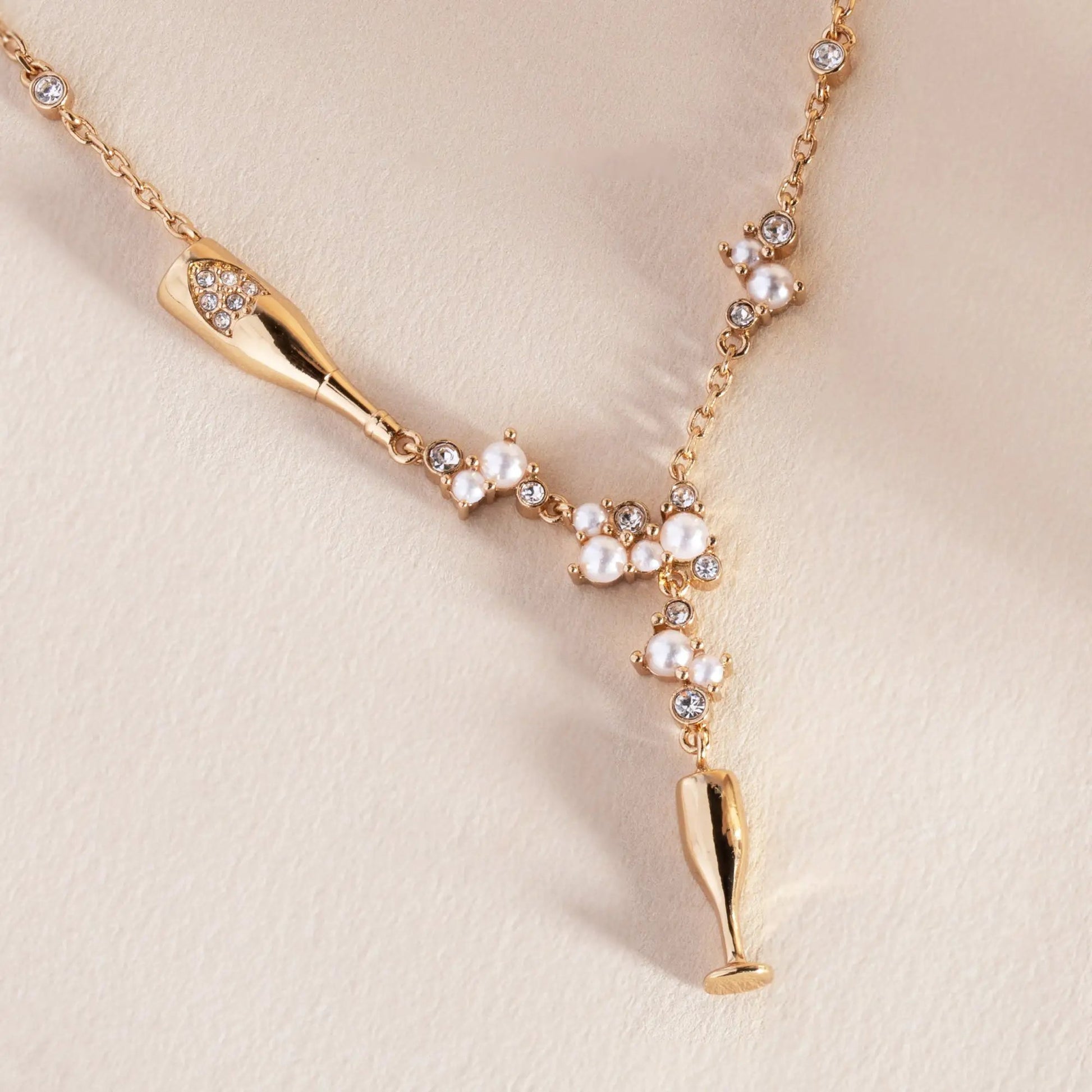 Champagne Pearl & Crystal Pendant Necklace, gold-tone chain with pearls, ALEX AND ANI on Tampa Home & Garden Store