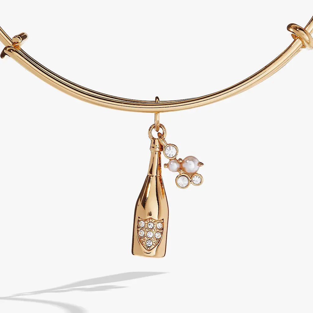 Champagne Bangle with bottle charm encrusted with crystals and pearl by ALEX ANDANI on Tampa Home & Garden Store