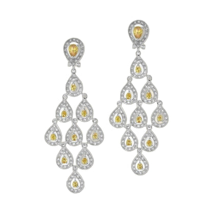 Chandelier earrings by Lauren G Adams, silver-tone yellow teardrop stones and pavé crystals on Tampa Home & Garden Store