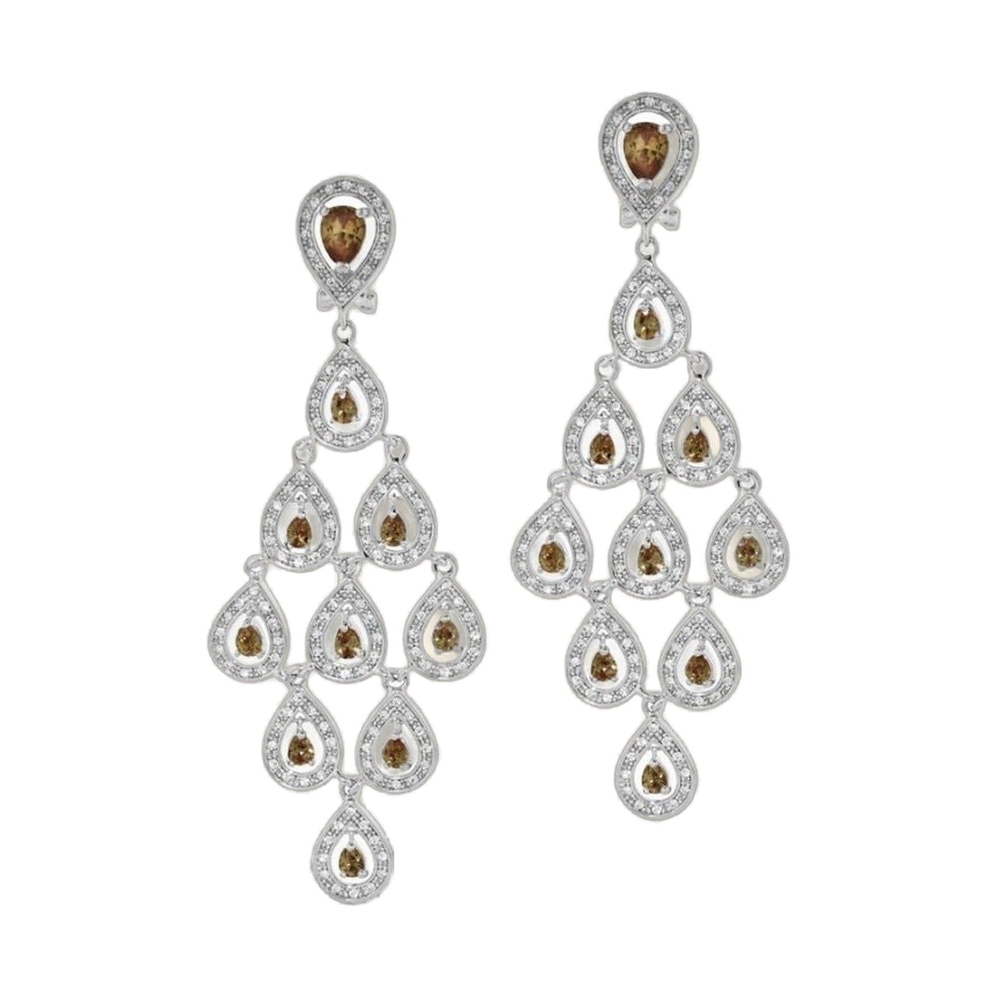 Chandelier earrings by Lauren G Adams in silver with amber teardrop crystals on Tampa Home & Garden Store