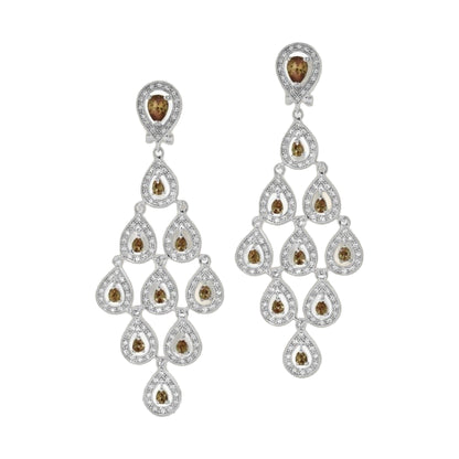 Chandelier earrings by Lauren G Adams in silver with amber teardrop crystals on Tampa Home & Garden Store