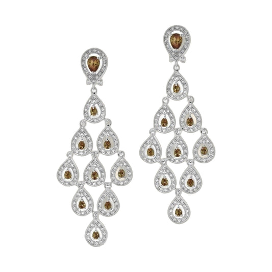Chandelier earrings by Lauren G Adams in silver with amber teardrop crystals on Tampa Home & Garden Store