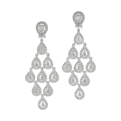 Chandelier earrings pair by Lauren G Adams in silver-tone with crystals, teardrop clusters on Tampa Home & Garden Store