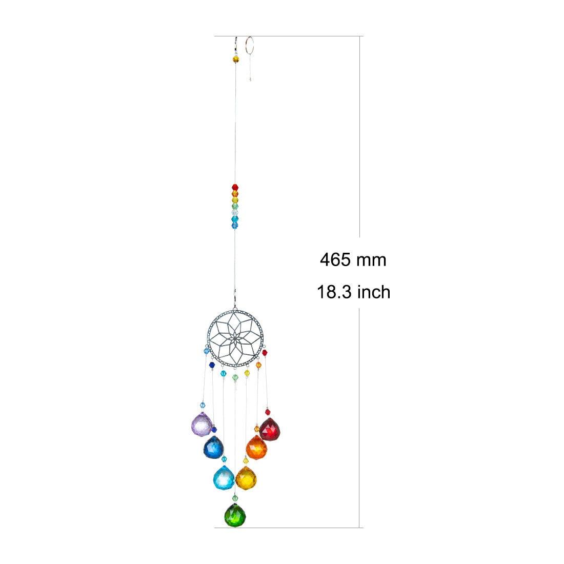 Stevvex Chandelier Wind Chimes Rainbow Crystal Suncatcher with bead drops 465 mm long on Tampa Home & Garden Store