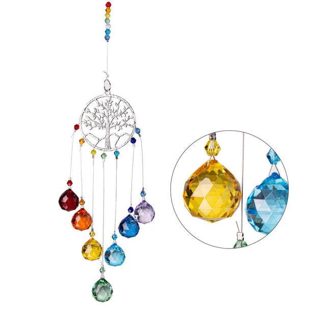 Chandelier wind chime sun catcher by Stevvex with rainbow crystal prism beads on Tampa Home & Garden Store