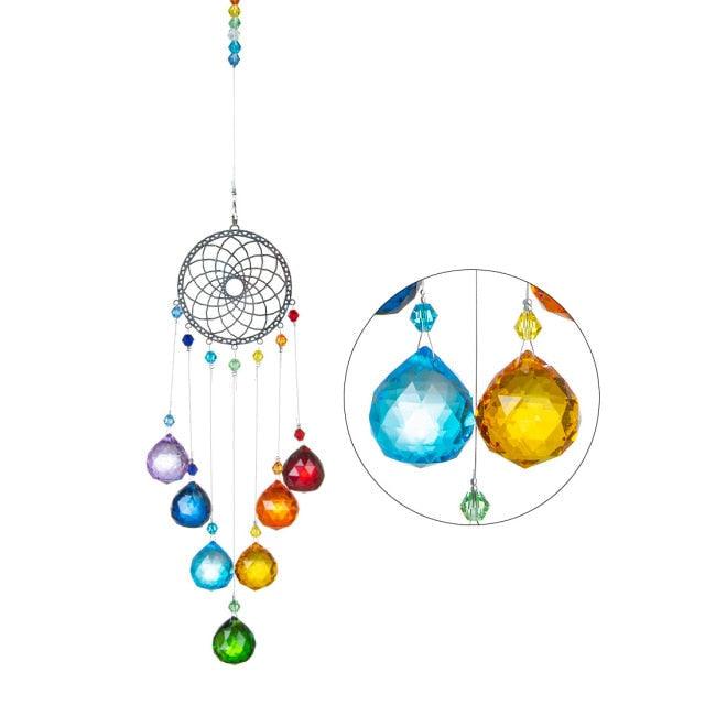 Stevvex suncatcher chandelier wind chimes with rainbow crystal prisms and hanging beads on Tampa Home & Garden Store