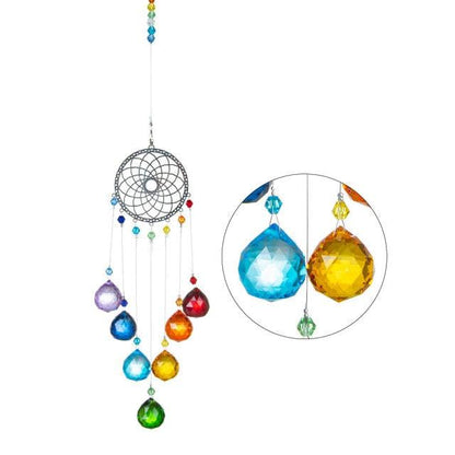 Stevvex suncatcher chandelier wind chimes with rainbow crystal prisms and hanging beads on Tampa Home & Garden Store