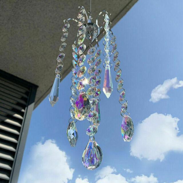 Chandelier wind chimes by Stevvex crystal prisms sun catcher beads and teardrops on Tampa Home & Garden Store
