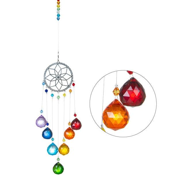 Stevvex chandelier wind chimes with rainbow teardrop prisms and bead chain sun catcher on Tampa Home & Garden Store