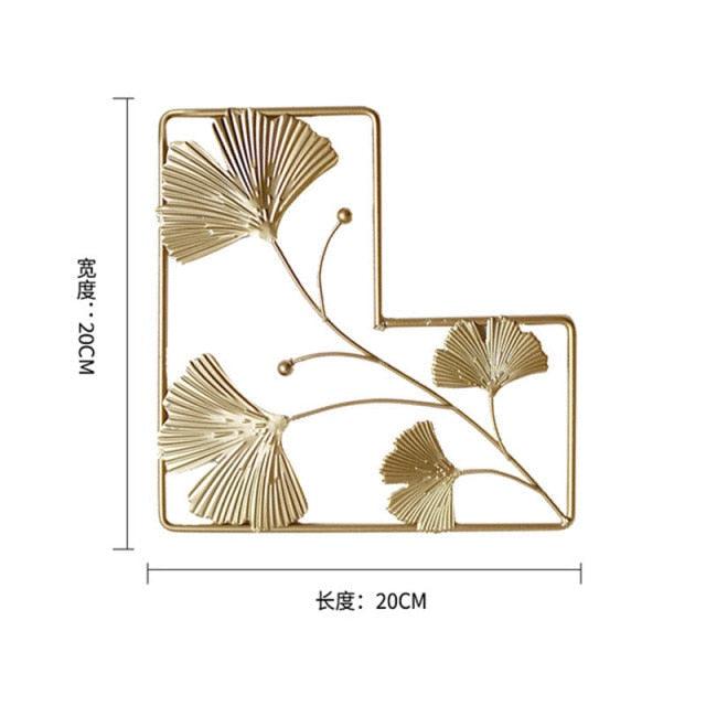Chandelier wind chimes suncatcher Stevvex gold ginkgo leaf in L-shaped frame 20x20cm decor on Tampa Home & Garden Store