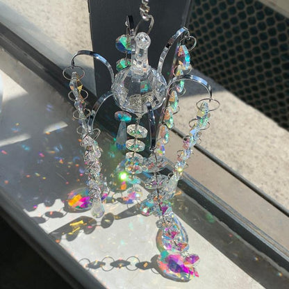 Stevvex chandelier wind chime suncatcher with AB coating crystal prisms and rainbow colors on Tampa Home & Garden Store