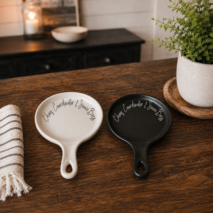 Spoon rests Chaos Coordinator & Sauce Boss white and black Gia Roma 2-pack on Tampa Home & Garden Store
