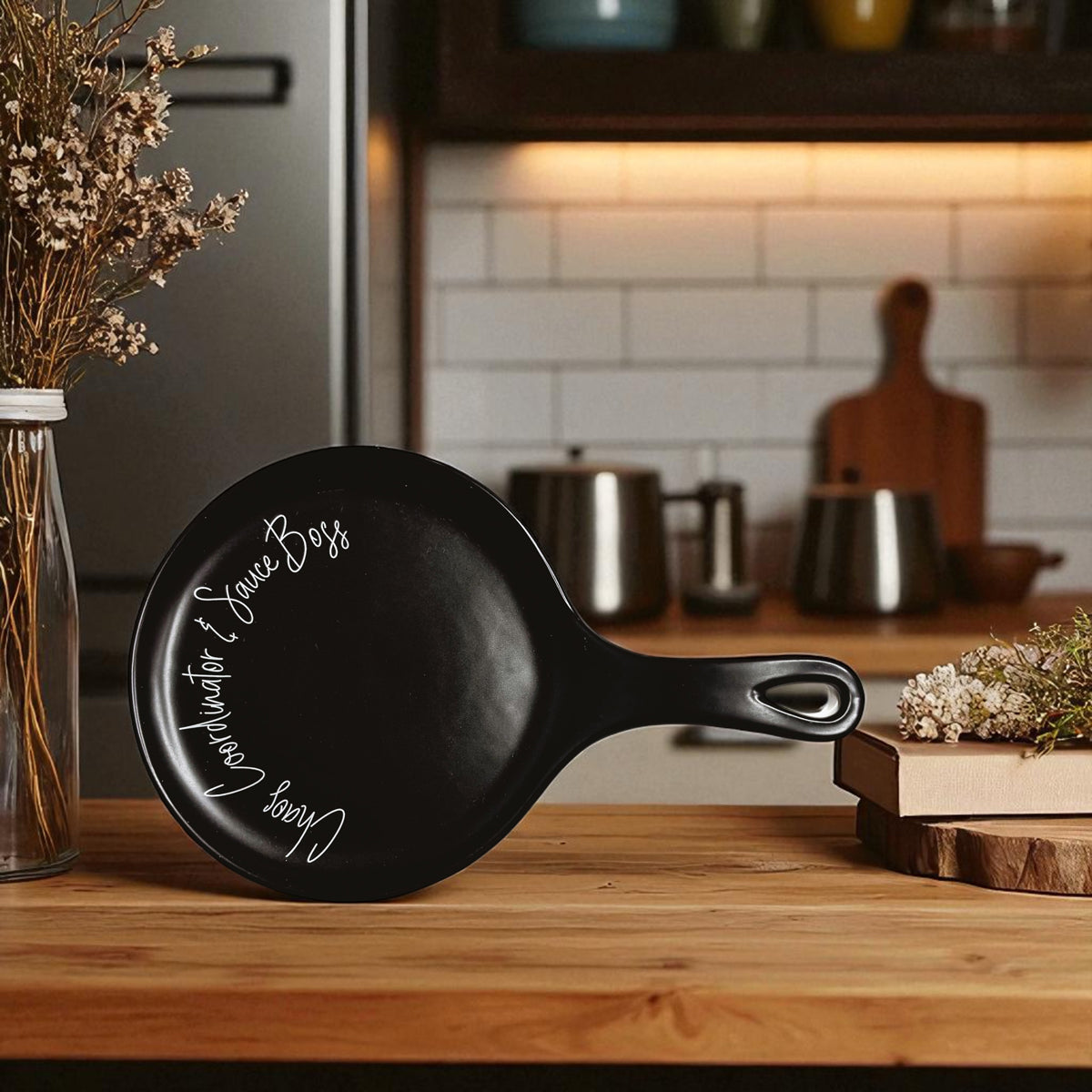 Chaos & Sauce Boss spoon rest by Gia Roma in black finish kitchen accessory on Tampa Home & Garden Store