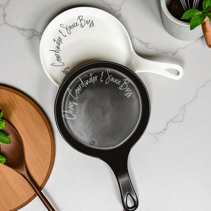 Chaos & Sauce Boss spoon rests Gia Roma set of 2 in white and black on Tampa Home & Garden Store