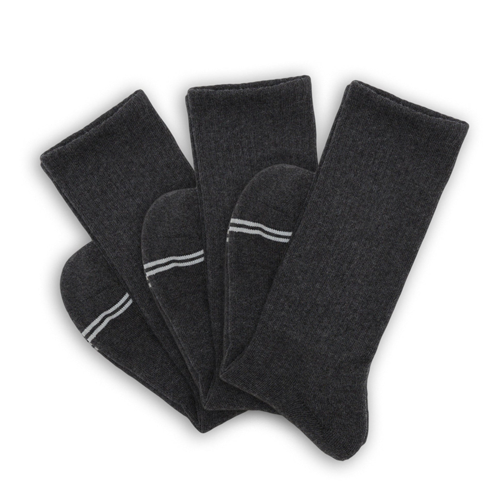 Casual crew socks, charcoal color, 3-pack with white stripe accents on Tampa Home & Garden Store