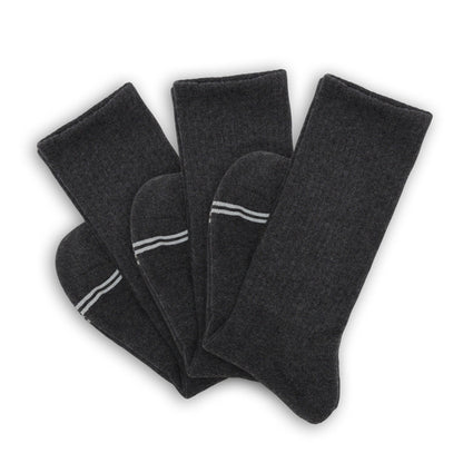 Casual crew socks, charcoal color, 3-pack with white stripe accents on Tampa Home & Garden Store